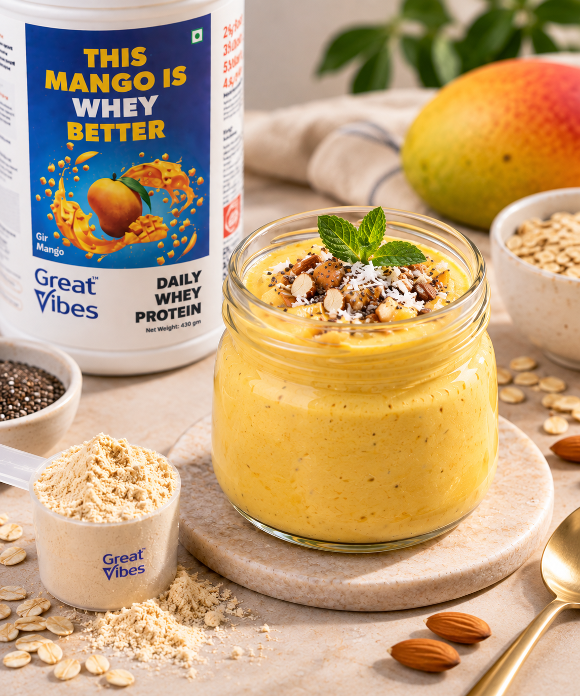 Mango protein pudding